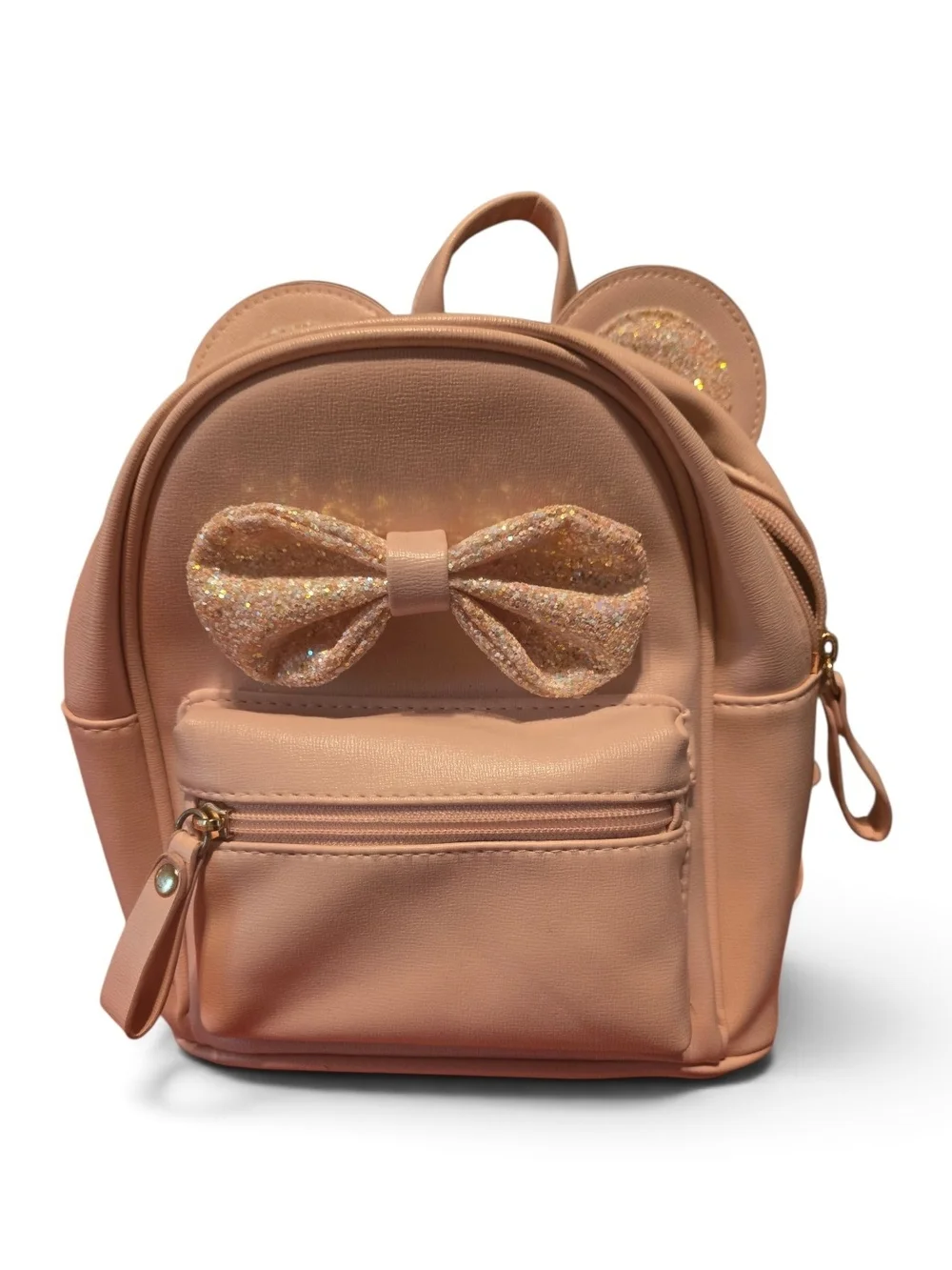 Kids Glitter Bow Mini Backpack - Peach